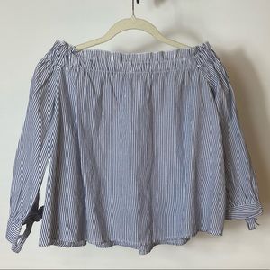 American Eagle pinstripe off-the-shoulder blouse